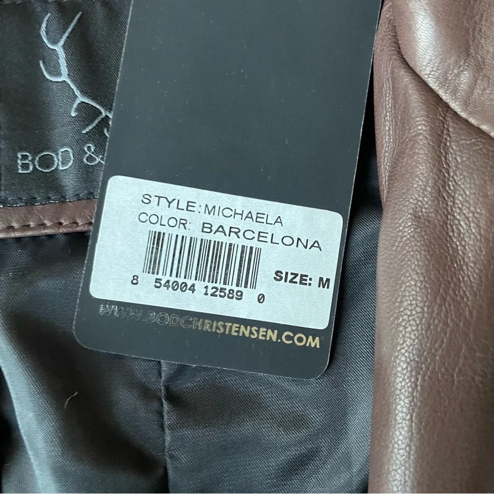 Bod & Christensen Chocolate Brown Leather Blazer size M NWT - Picture 7 of 14